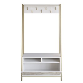 Hanah Home Recibidor Devin - Blanco, 94cm Ancho x 180cm Alto x 35.3cm Profundidad, Moderno y con Estantes para Organizar